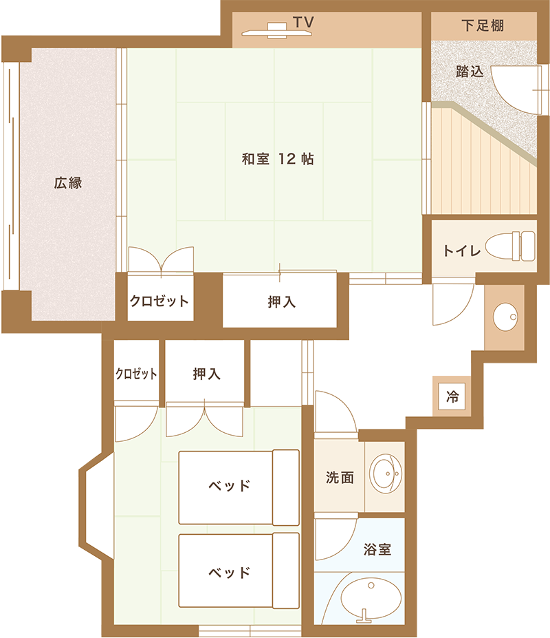 和ベッド次の間付平面図